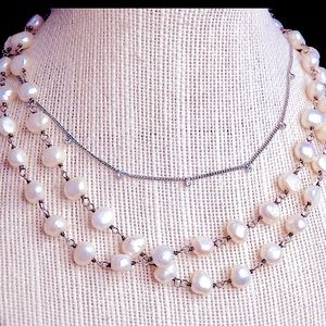 Silpada natural pearl and sterling silver necklace. 32”.